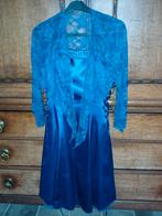 Blauwe Galajurk met kanten bolero Mt 38/40, Kleding | Dames, Jurken, Blauw, Zo goed als nieuw, Spaghetti, Boven de knie