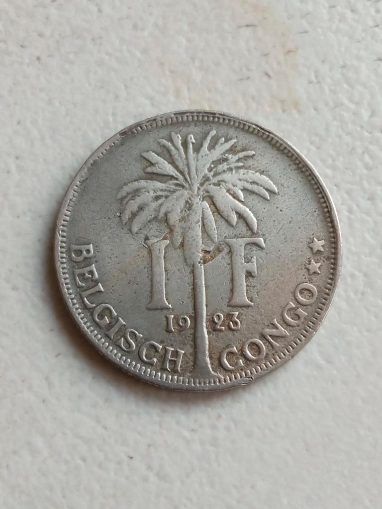 Belgisch Congo 1 franc 1923, Ophalen of Verzenden, Overige landen, Losse munt