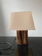 Schemerlamp op meerpaal met ecru lampenkap, Ophalen of Verzenden, Gebruikt, Hout, 50 tot 75 cm