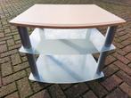 Tafel op wieltjes beuken met glas, Glas, 55 tot 75 cm, Rechthoekig, 45 tot 60 cm