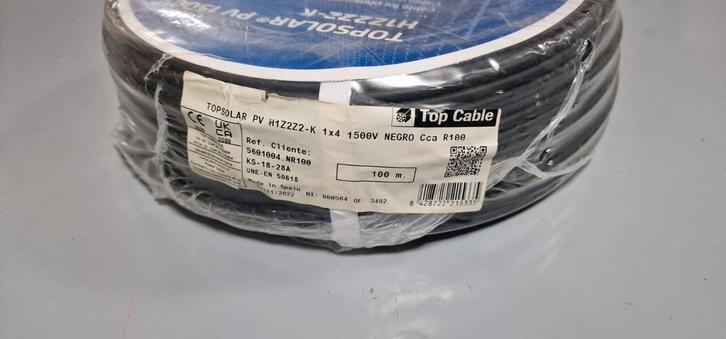 4mm2 Zwarte Solar Snoer - 100 Meter, Doe-het-zelf en Verbouw, Elektra en Kabels, Nieuw, Kabel of Snoer, Ophalen of Verzenden