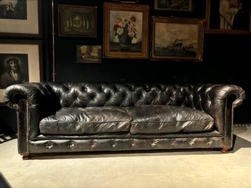 Chesterfield Vintage 3 zits bank Generfd Leer 2.40 breed  beschikbaar voor biedingen