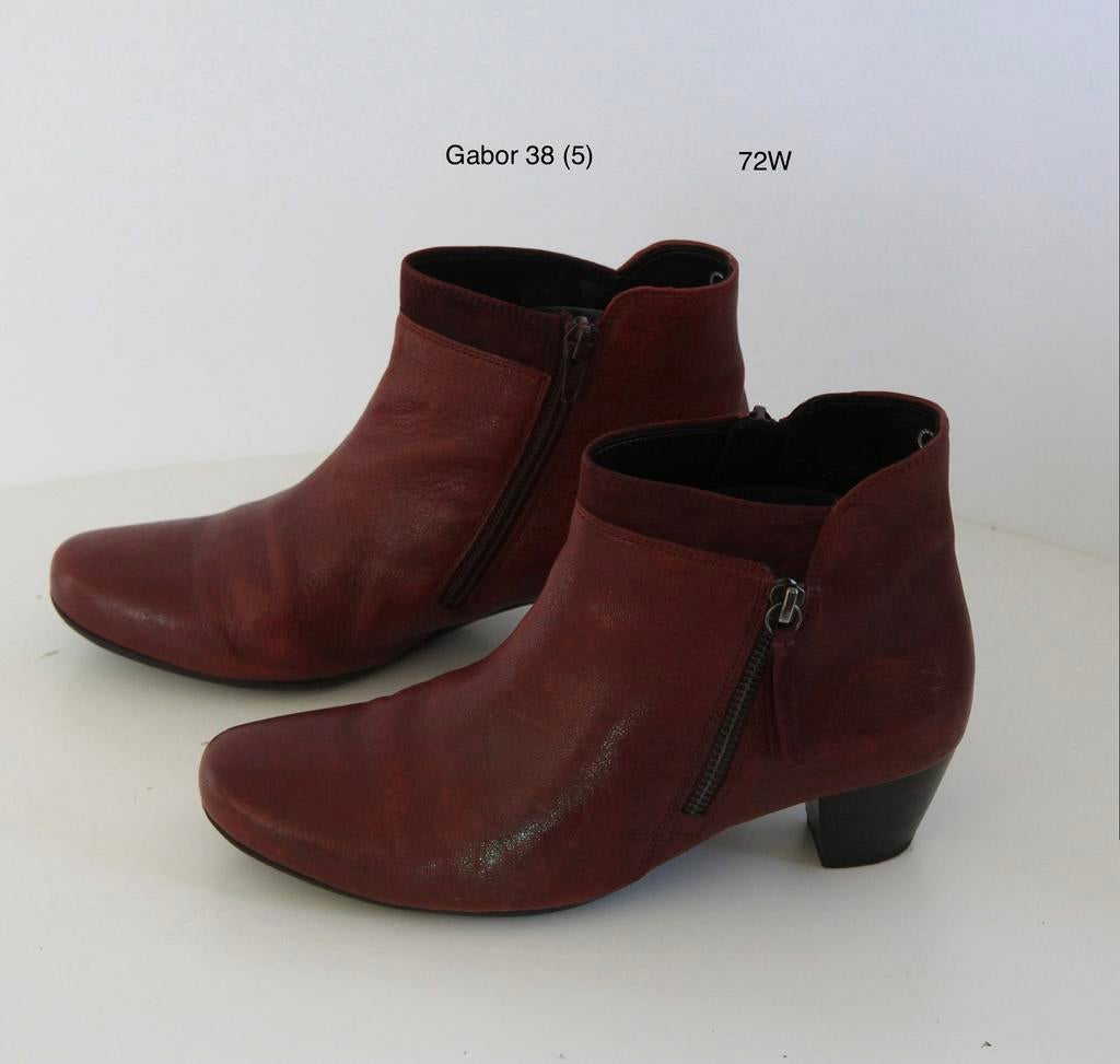 72W) Gabor 5 (38) roodbordeaux leren enkellaarzen, Kleding | Dames, Schoenen, Lage of Enkellaarzen, Ophalen of Verzenden, Zo goed als nieuw