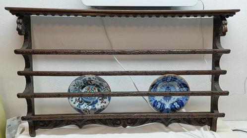 Bordenrekje 113cm breed eiken 2 lagen, Antiek en Kunst, Antiek | Woonaccessoires, Ophalen