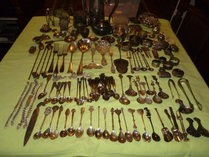 hoeveelheid verzilverde spullen, Antiek en Kunst, Antiek | Goud en Zilver, Ophalen of Verzenden