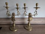 Antieke Amsterdamse Messing Kandelaars met Leeuw, Ophalen of Verzenden, Koper of Brons