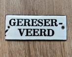Oud emaille bord Gereserveerd, Ophalen of Verzenden