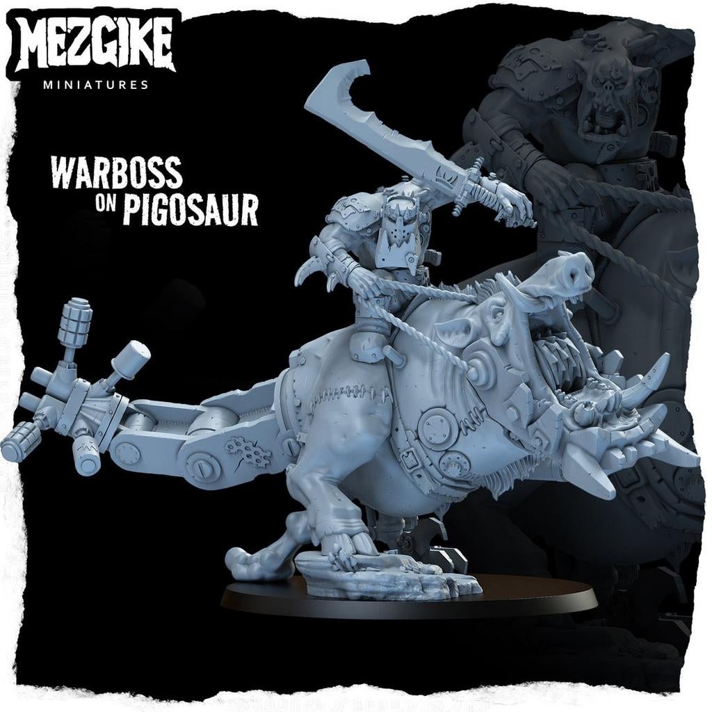 Ork Warboss op Pigosaur - 3D Geprint, Ophalen of Verzenden, Nieuw, Warhammer 40000, Figuurtje(s)