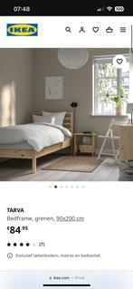 1 persoonsbed IKEA Tarva en lattenbodem Lüroy, Beige, 90 cm, Eenpersoons, Zo goed als nieuw