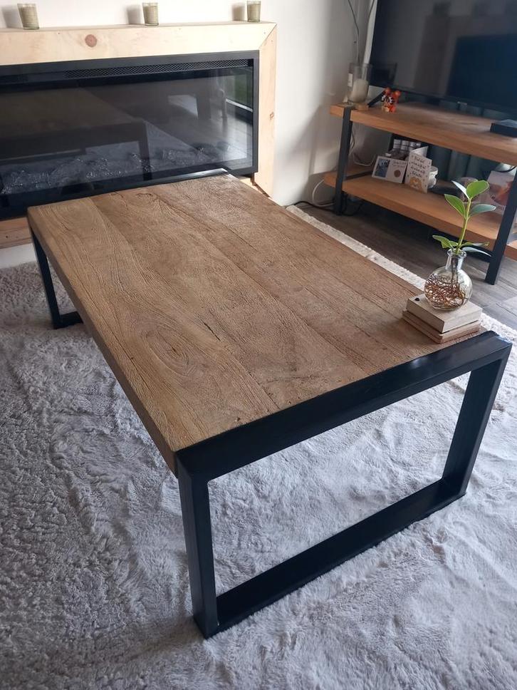 Salontafel Mangohout Industrieel - 110x60x40cm, Huis en Inrichting, Tafels | Salontafels, Zo goed als nieuw, Minder dan 50 cm