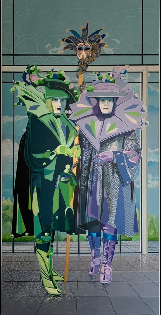 Theo Baars “italiaans carnaval”, Antiek en Kunst, Kunst | Schilderijen | Modern, Ophalen