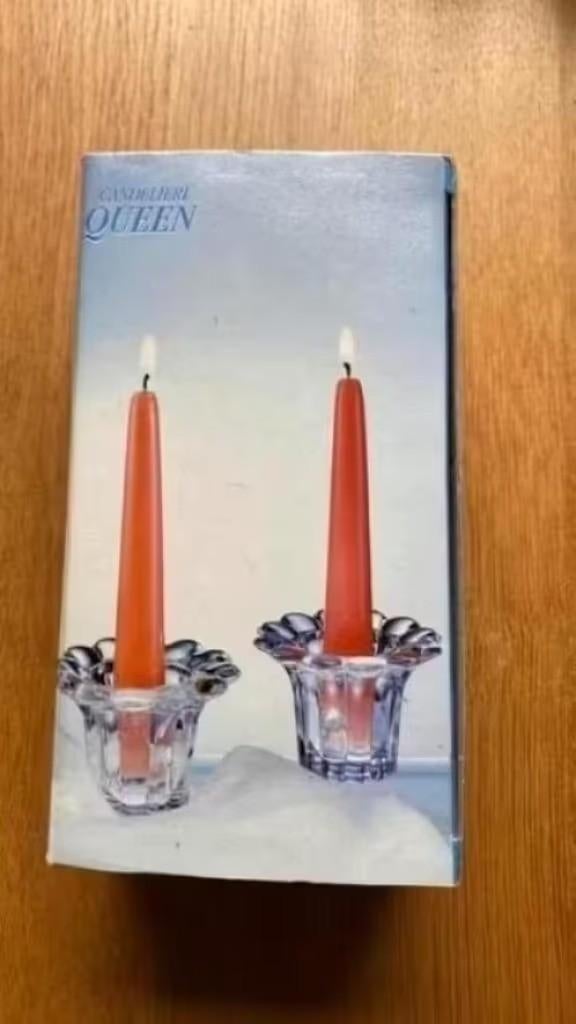 Twee kaarsenhouders/standaard -glas : merk borgonovo Italië, Ophalen of Verzenden, Nieuw, Overige materialen, Minder dan 25 cm