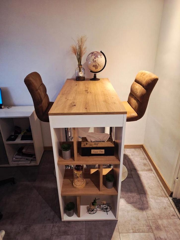 Bartafel Drake 2xbarstoelen cocktailset 4 glazen Hama tripod, Huis en Inrichting, Barkrukken, Zo goed als nieuw, 60 tot 90 cm