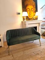 3-zits bankje groen velvet met goudkleurige pootjes MADE com, Ophalen, Minder dan 75 cm, 150 tot 200 cm, Driepersoons