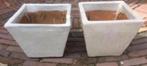 Grote zware dikke tuinpotten 6! wit vierkant cascade vintage, 25 tot 40 cm, Terracotta, Tuin, Gebruikt