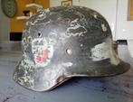 Duitse M35 DD 2x camo KM helm., Verzamelen, Militaria | Tweede Wereldoorlog, Duitsland, Helm of Baret, Landmacht, Verzenden