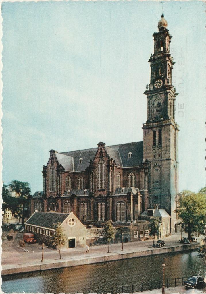AMSTERDAM Westerkerk 1957, Verzamelen, Ansichtkaarten | Nederland, Gelopen, Noord-Holland, 1940 tot 1960, Verzenden