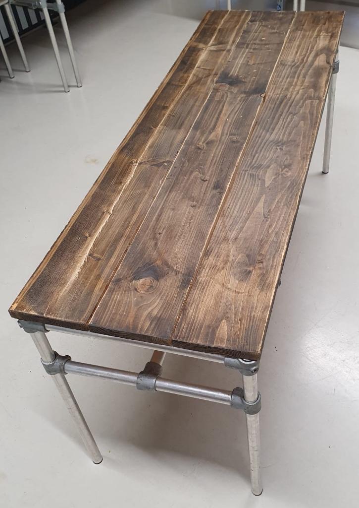 5 steigerhouten tafel(s) met steigerbuizen, Huis en Inrichting, Tafels | Eettafels, Gebruikt, 50 tot 100 cm, 150 tot 200 cm, Vijf personen of meer