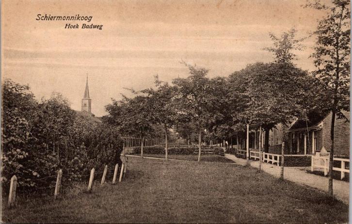 Schiermonnikoog - Hoek Badweg, Verzamelen, Ansichtkaarten | Nederland, Ongelopen, Waddeneilanden, Voor 1920, Verzenden