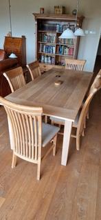 Tafel met 6 stoelen eikenhout, Huis en Inrichting, Complete eetkamers, 4 tot 6 stoelen, Gebruikt, Strak, Ophalen