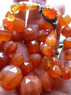 Antiek Collier Carneool met bijzonder Zilveren Slot /gesign., Verzenden, Zilver, Ketting, Met edelsteen