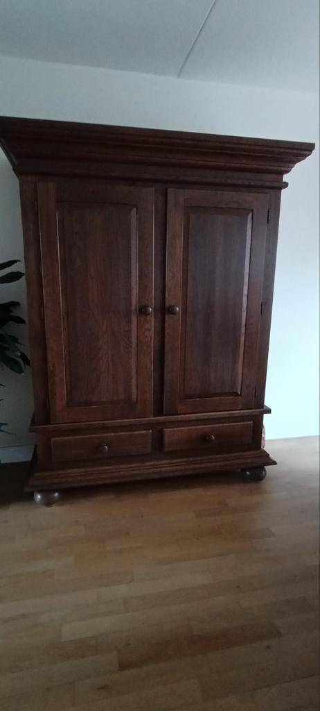 Massief Eiken Kast met 2 Deuren & Lades, Huis en Inrichting, Kasten | Kledingkasten, Gebruikt, 150 tot 200 cm, 150 tot 200 cm