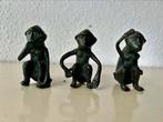 Set massief bronzen aapjes horen zien en zwijgen kunst brons, Verzamelen, Beelden en Beeldjes, Ophalen of Verzenden, Dier