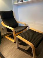 IKEA set armchair + footstool, Huis en Inrichting, IKEA Armchair, birch veneer, Zo goed als nieuw, Eén, Zwart