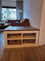 Landelijke salontafel, wit met hout, Huis en Inrichting, Ophalen