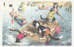 Poezen op een vlot.   Cats., Verzenden, 1940 tot 1960, Ongelopen, Overige thema's