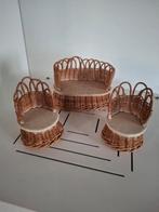 Vintage rattan poppenhuis bankje en stoelen, Ophalen of Verzenden