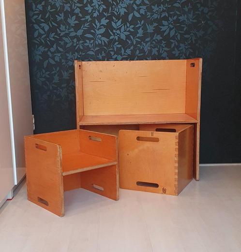 Kubus tafel en stoeltjes met tandverbinding vintage, Kinderen en Baby's, Kinderkamer | Overige Meubels, Zo goed als nieuw, Ophalen