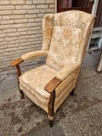 Antieke Fauteuil met Bloemmotief, Hout, Gebruikt, 75 tot 100 cm, 75 tot 100 cm