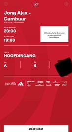 Jong ajax cambuur, Tickets en Kaartjes, Seizoenskaart, Eén persoon, Februari