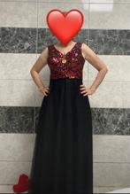 Zwart-rode jurk, Kleding | Dames, Gelegenheidskleding, Galajurk, Zwart, Maat 42/44 (L), Ophalen of Verzenden
