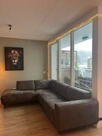 Hoekbank Statement links eco leer bruin grijs 274 x 210 x95, Ophalen of Verzenden, Zo goed als nieuw