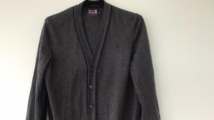 Antraciet wollen heren vest van River Woods in maat L, Kleding | Heren, Truien en Vesten, Nieuw, Maat 52/54 (L), Zwart, Ophalen of Verzenden
