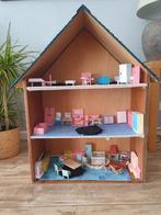 Houten Poppenhuis met Meubels en Accessoires, Kinderen en Baby's, Speelgoed | Poppenhuizen, Ophalen of Verzenden, Gebruikt, Poppenhuis