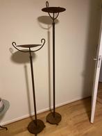 Rustieke zware  metalen Vintage uitstraling kandelaars, Gebruikt, Bruin, Ophalen of Verzenden, Metaal