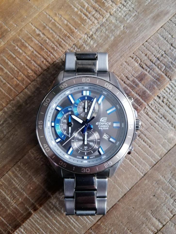 Casio horloge heren staalgrijs/blauw, Sieraden, Tassen en Uiterlijk, Horloges | Heren, Zo goed als nieuw, Polshorloge, Casio, Staal