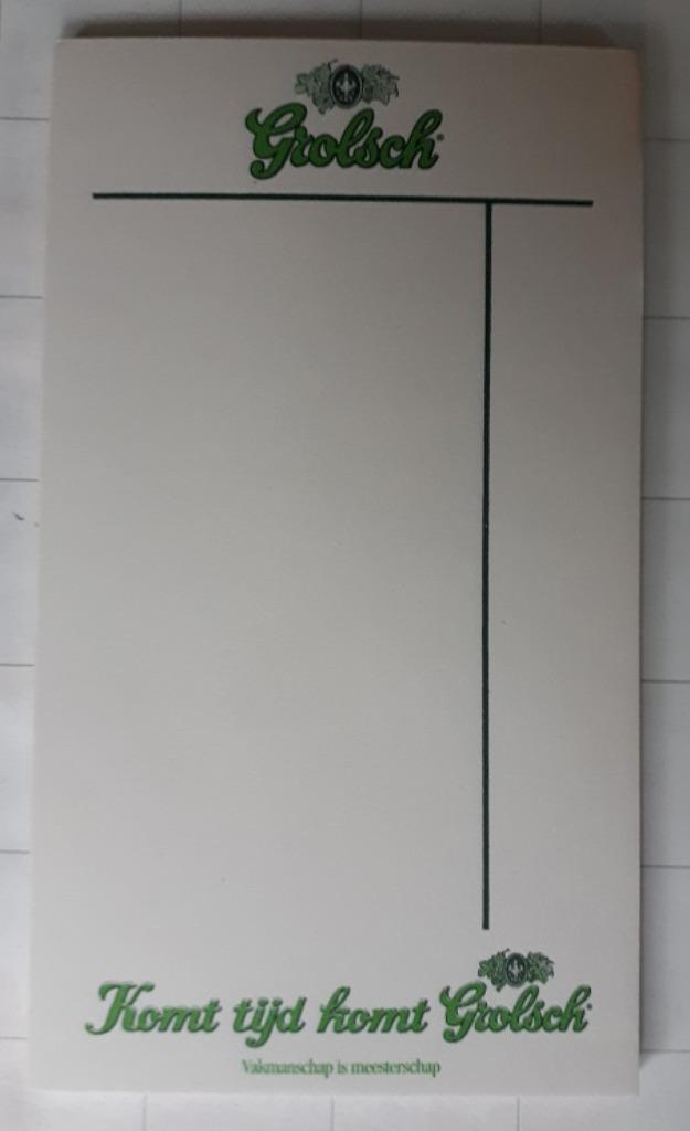 Grolsch Orderblokje/oberblokje, Verzamelen, Biermerken, Nieuw, Overige typen, Grolsch, Ophalen of Verzenden