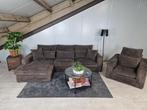 GRATIS LEVERING Ribstof Loungebank + Stoel 270x170 GEREINIGD, 250 tot 300 cm, Hoekbank, Ophalen of Verzenden, Zo goed als nieuw