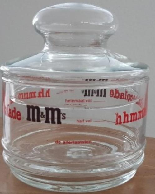 Glazen M&M's pot met opdruk en logo - jaren 80 - ZGAN, Huis en Inrichting, Keuken | Servies, Zo goed als nieuw, Overige typen