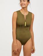 H&M Stevig Badpak met Rit, Khaki Groen, maat 40, Kleding | Dames, Badmode en Zwemkleding, H&M, Verzenden, Badpak, Zo goed als nieuw