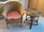 Rotan stoeltje met tafeltje, Ophalen, Gebruikt, Bruin, Eén
