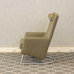 2x Montis Madonna fauteuils olijfgroen leder, Ophalen of Verzenden, Zo goed als nieuw, Leer