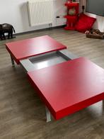 Leolux uittrekbare salontafel rood gebruikt, zwaar model, Ophalen, Modern design, Gebruikt, 100 tot 150 cm