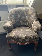 Fauteuil stof zwart taupe bloemen, Huis en Inrichting, Fauteuils, Ophalen, Gebruikt, 75 tot 100 cm, Stof