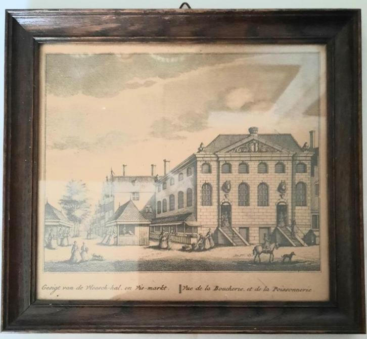 Schilderijtje van de visbanken in delft, Antiek en Kunst, Kunst | Tekeningen en Foto's, Ophalen of Verzenden