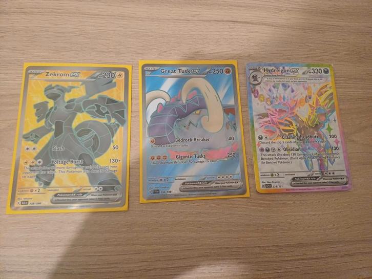 Zekrom EX, Great Tusk EX & Hydreigon EX - Perfecte staat!, Hobby en Vrije tijd, Verzamelkaartspellen | Pokémon, Ophalen of Verzenden